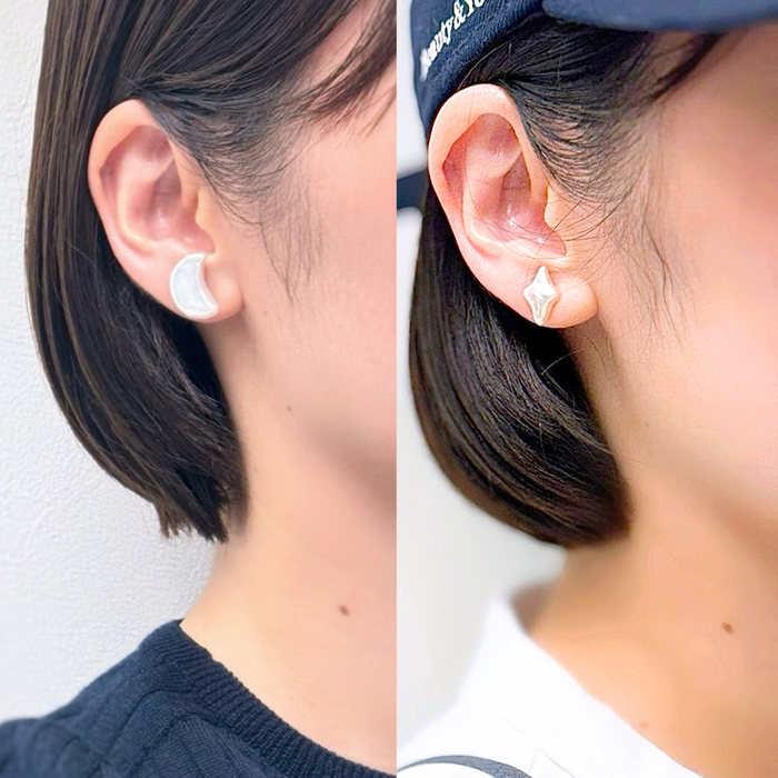 月と星と雫。毎日を彩る華やか三粒ピアスセット。
